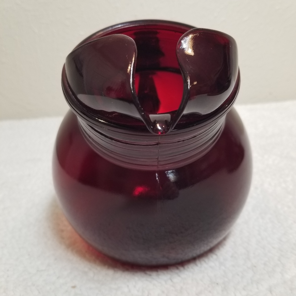 Vintage Anchor Hocking - Ruby Red Glass - Tilted Pitcher - Picture 5 of 9